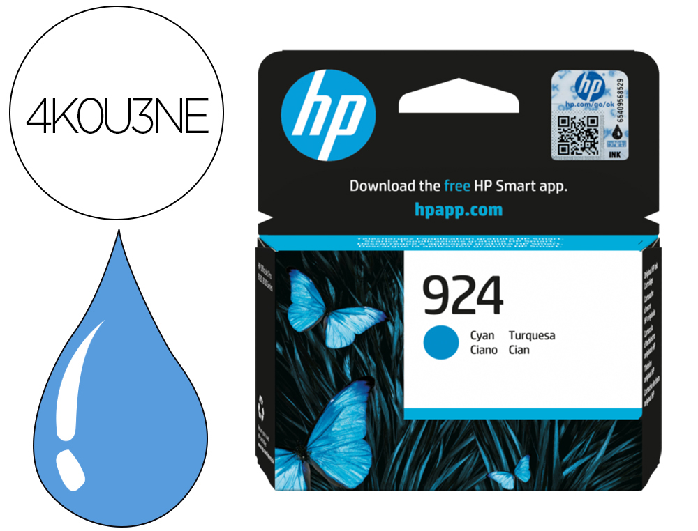 Cartouche d'encre original hp 924 400 p cyan