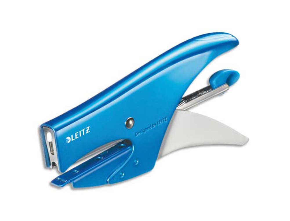 Pince à agrafer leitz 5531 wow métal 82x24x160mm 15f agrafes n.10 coloris bleu métallisé