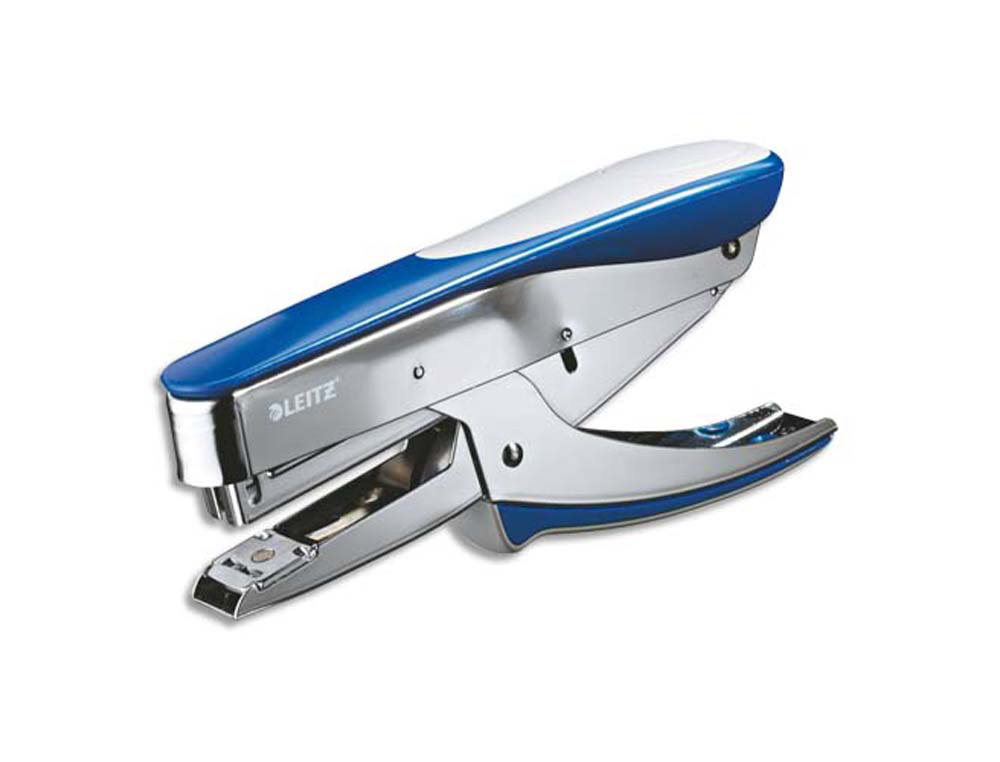 Pince à agrafer leitz 5545 77x36x184mm 15f agrafes n.10 coloris métal/bleu foncé