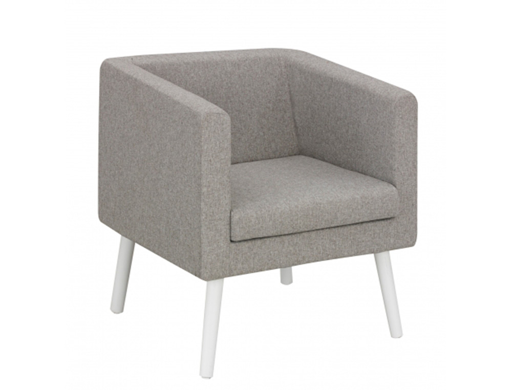 Fauteuil gautier welcome 1 place assise et accoudoirs en tissu pieds en bois coloris   gris