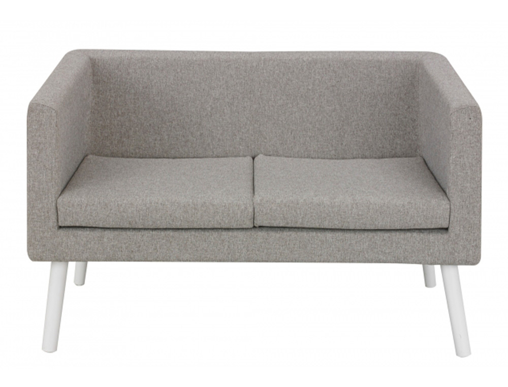 Canape gautier welcome 2 places assise et accoudoirs   en tissu pieds en bois        coloris gris
