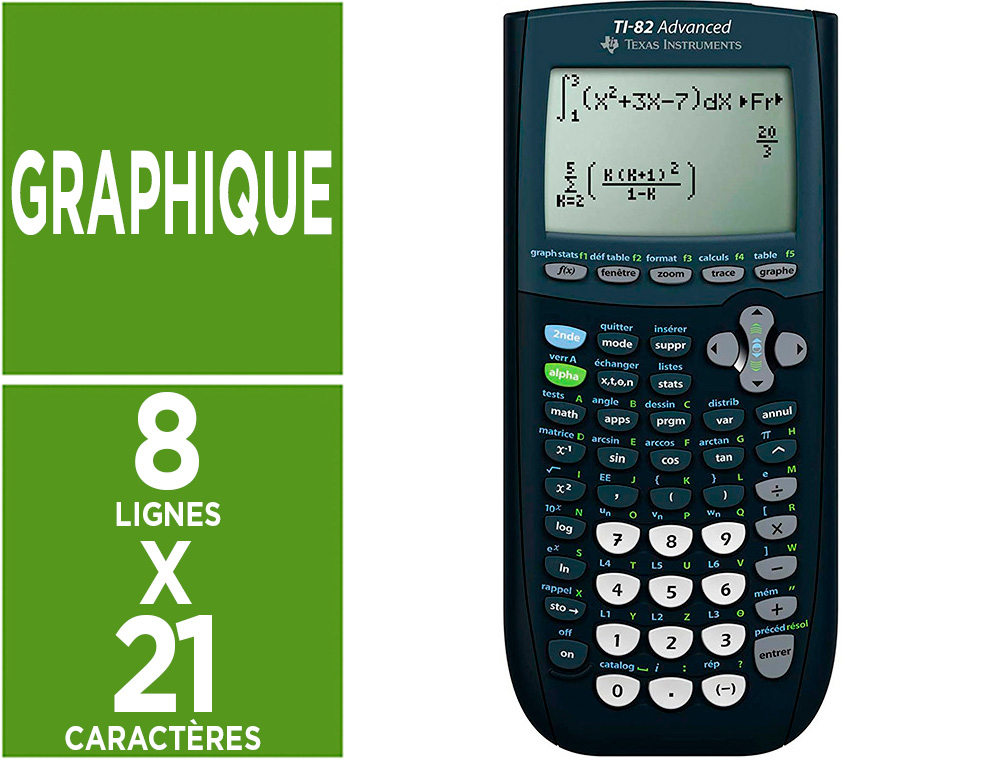 Calculatrice texas instrument graphique ti-82 advanced      edition python 310x225x200mm