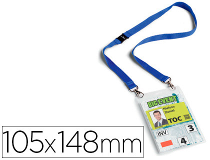 Porte-badge durable a6 lacet duo kit évènementiel pvc transparent lacet bleu