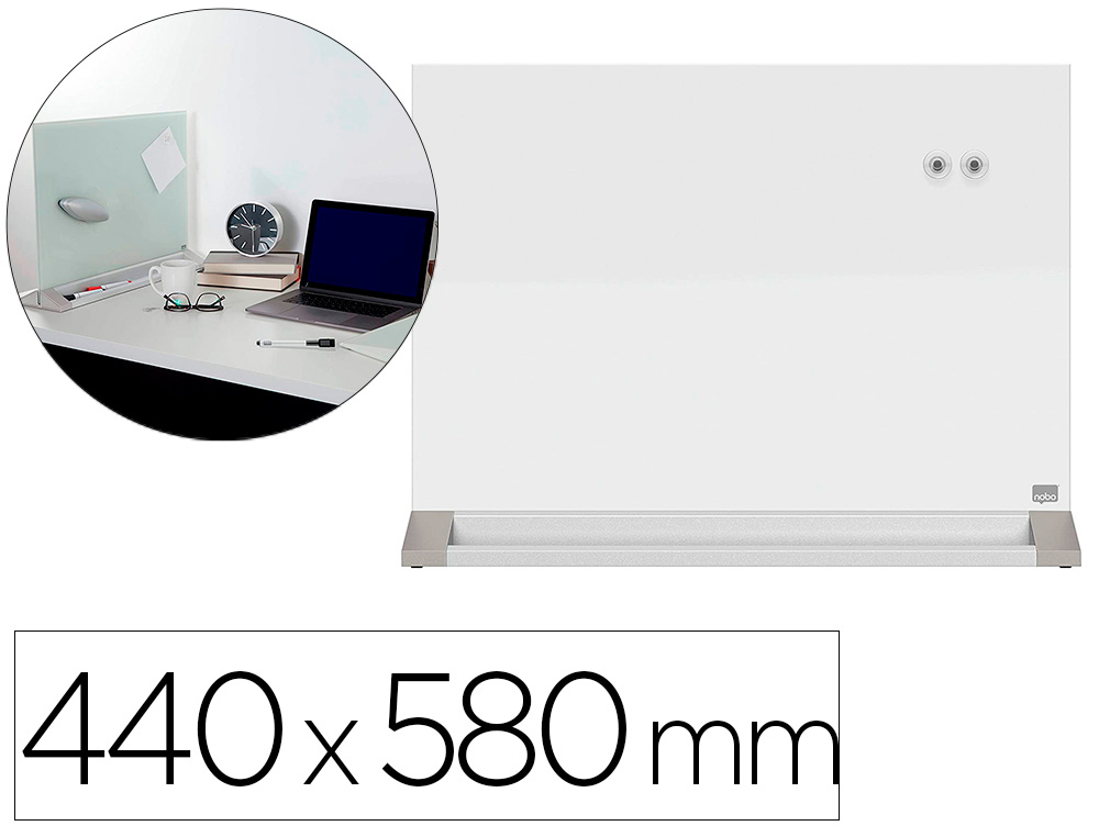 Separateur bureau nobo en verre magnetique 440x580mm
