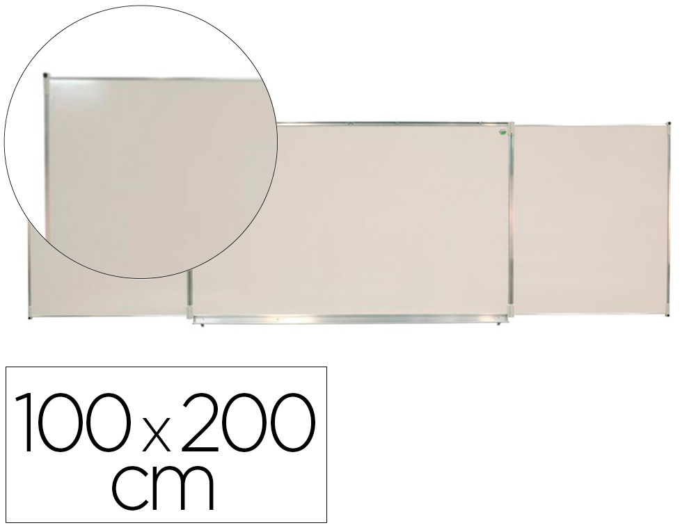 Tableau blanc triptyque vanerum emaille magnetique    cadre aluminium lisse anodise fixation mure 100 x200cm