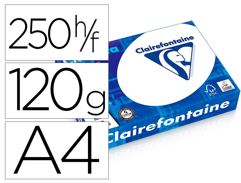 Papier clairefontaine clairalfa multifonction laser couleur haute qualite extra   blanc a4 120g/m2 paquet 250
