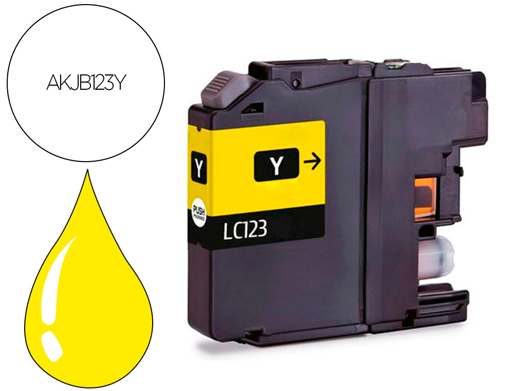 Cartouche d'encre compatible brother lc123 ye 600 p jaune