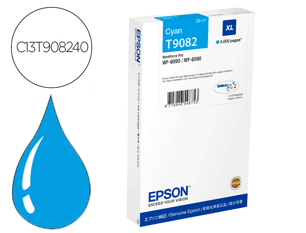 Cartouche d'encre original epson t9082 cyan