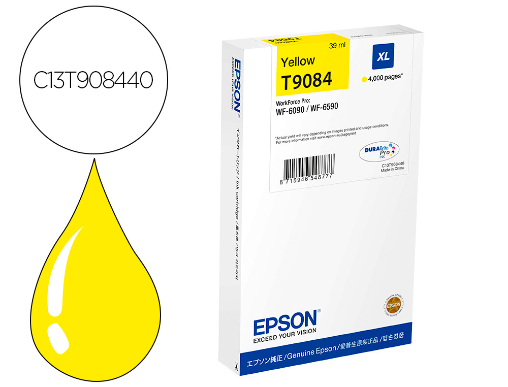 Cartouche d'encre original epson t9084 jaune