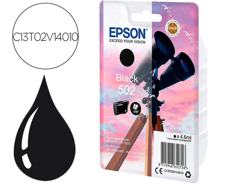 Cartouche d'encre original epson 502 210 p noir
