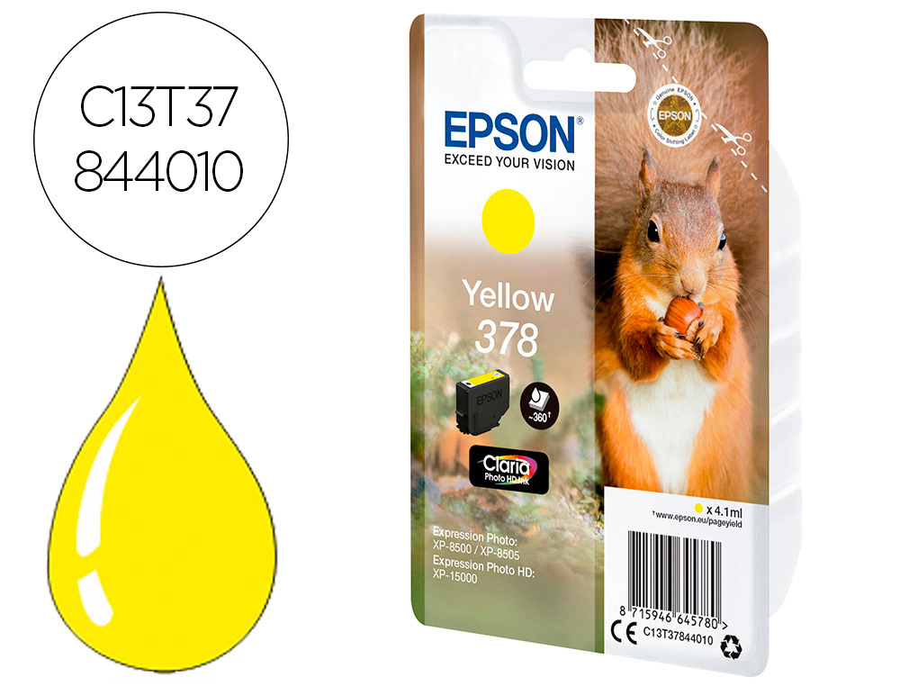 Cartouche d'encre original epson 378 360 p jaune