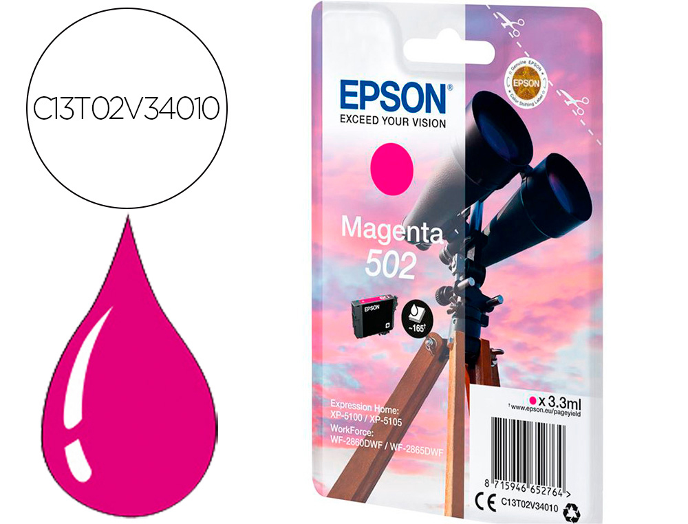 Cartouche d'encre original epson 502 165 p magenta