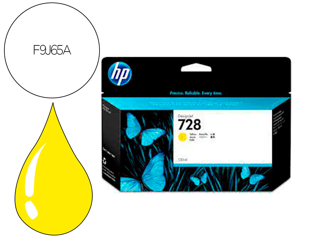 Cartouche d'encre original hp 728 130 ml jaune