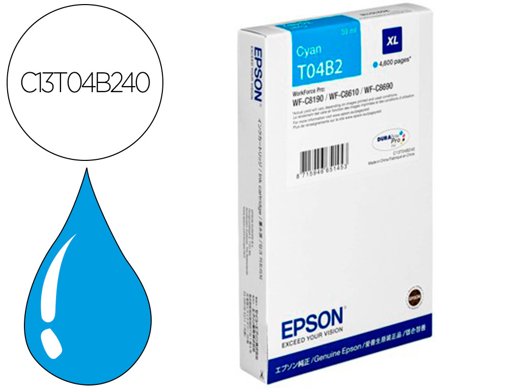 Cartouche d'encre original epson t04b2 4600 p cyan