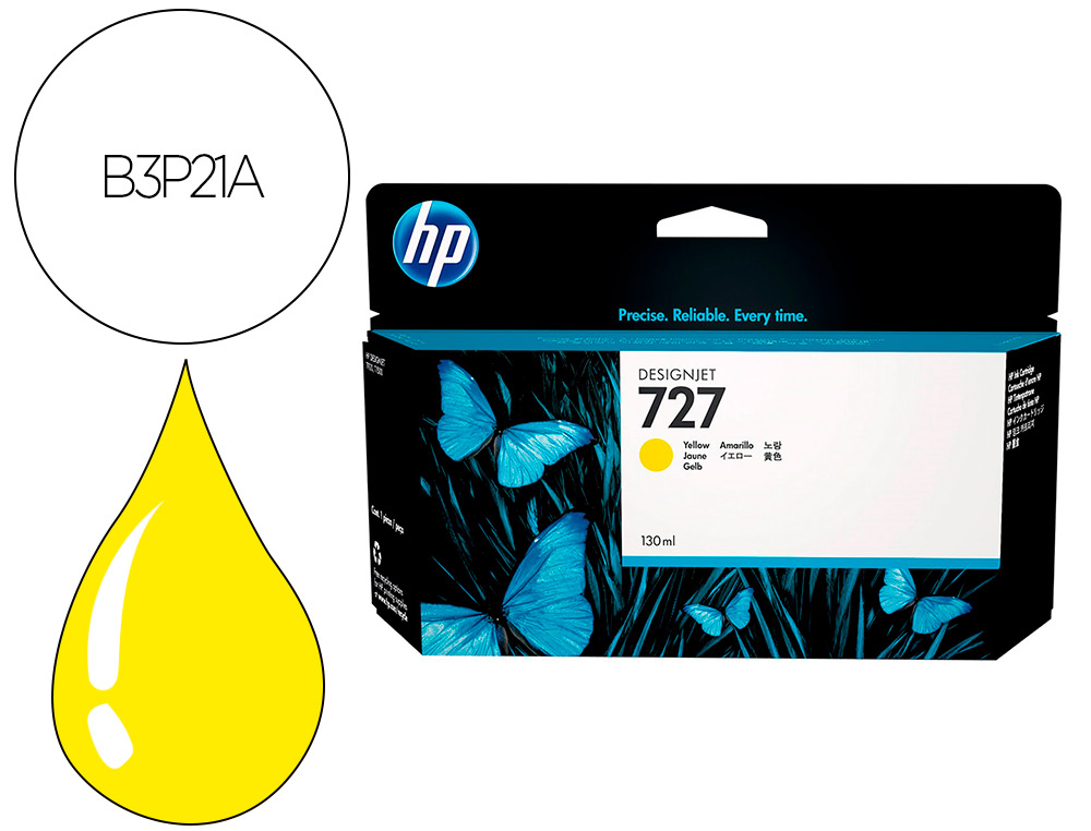 Cartouche d'encre original hp 727 130 ml jaune