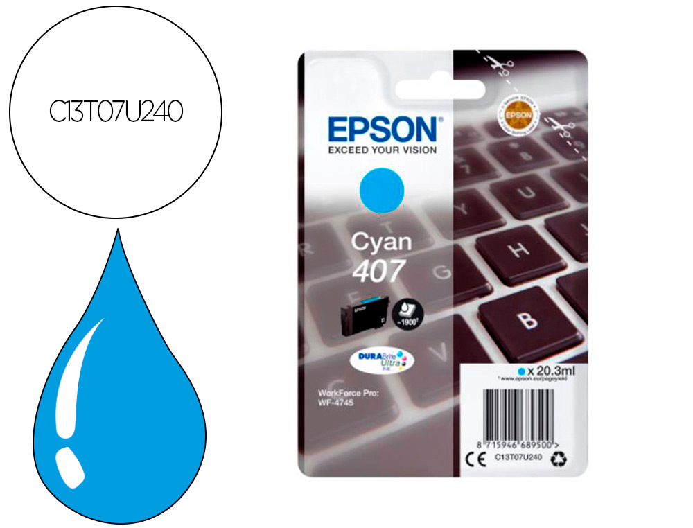 Cartouche d'encre original epson 407 9000 p cyan