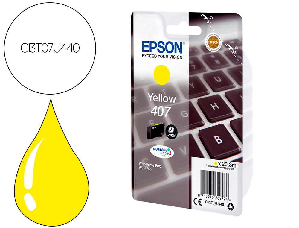 Cartouche d'encre original epson 407 9000 p jaune