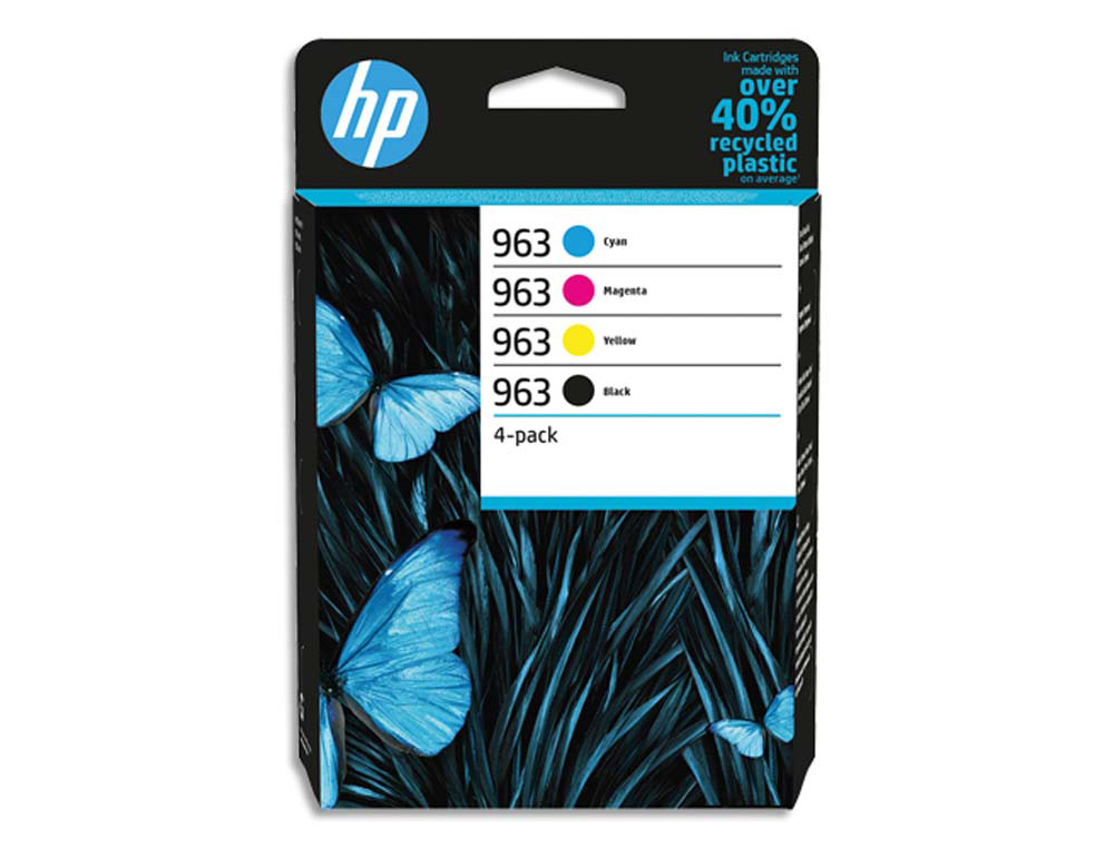 Toner laser original hp 963 1000 p noir / 700 p couleur noir/cyan/magenta/jaune pack 4 couleur