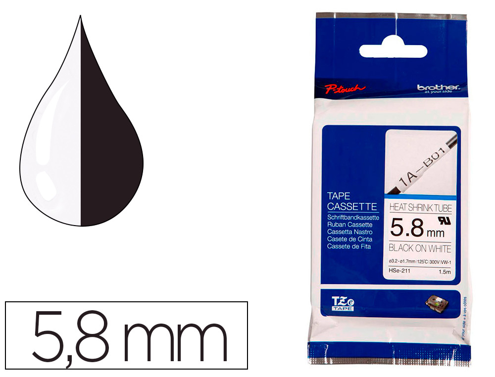 Ruban original brother hse211 5.8 mm noir