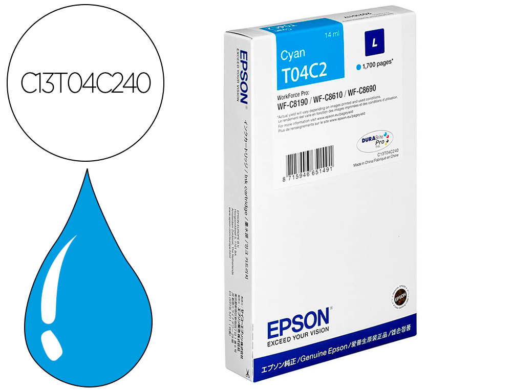 Cartouche d'encre original epson t04c2 1700 p cyan