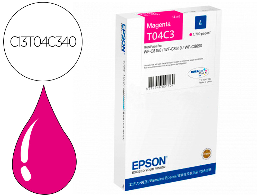 Cartouche d'encre original epson t04c3 1700 p magenta