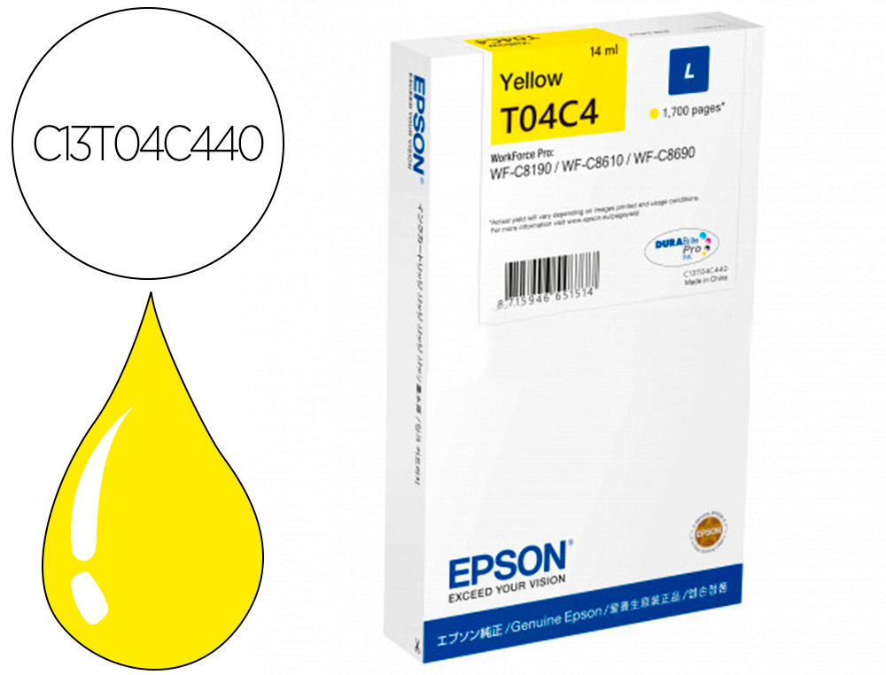 Cartouche d'encre original epson t04c4 1700 p jaune