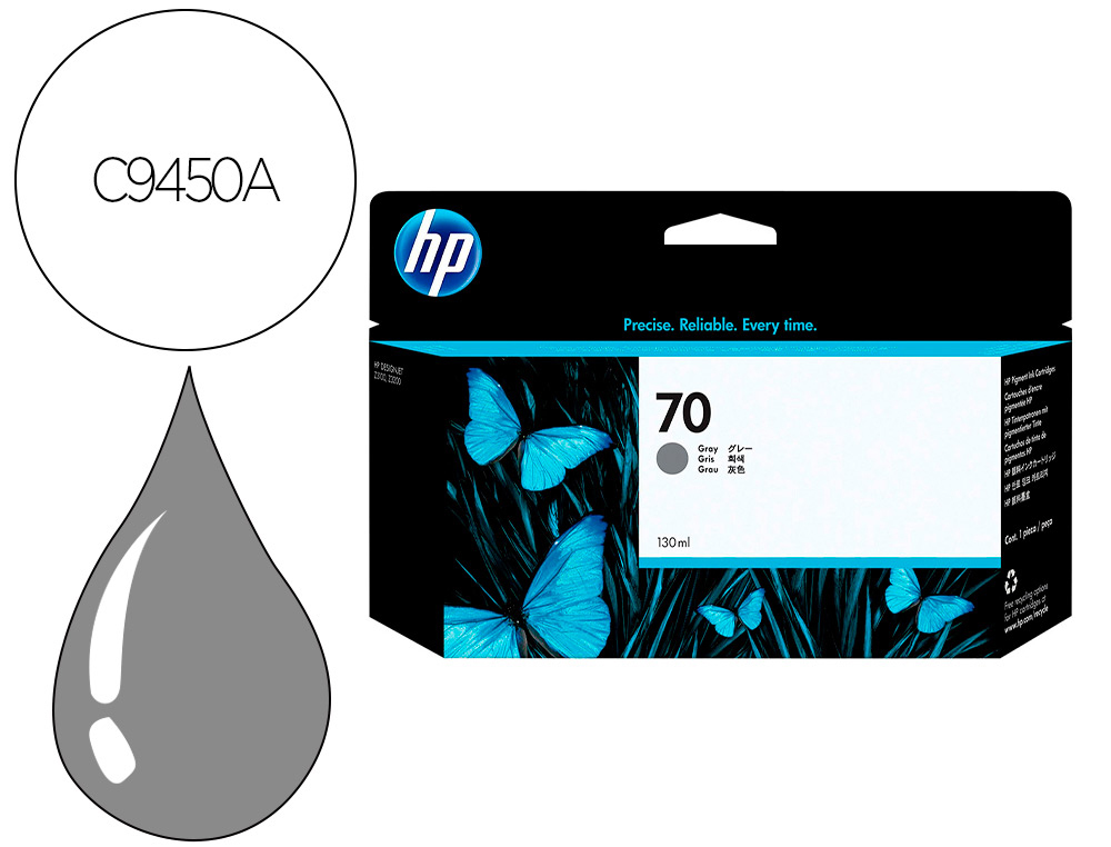 Cartouche d'encre original hp 70 130 ml gris