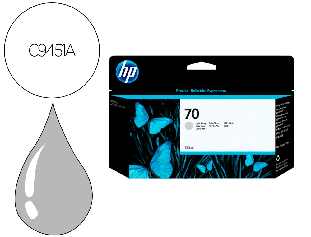 Cartouche d'encre original hp 70 130 ml gris