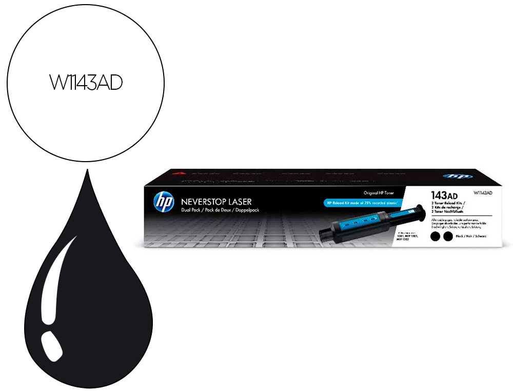Toner laser original hp 143ad 2500 p noir pack de 2