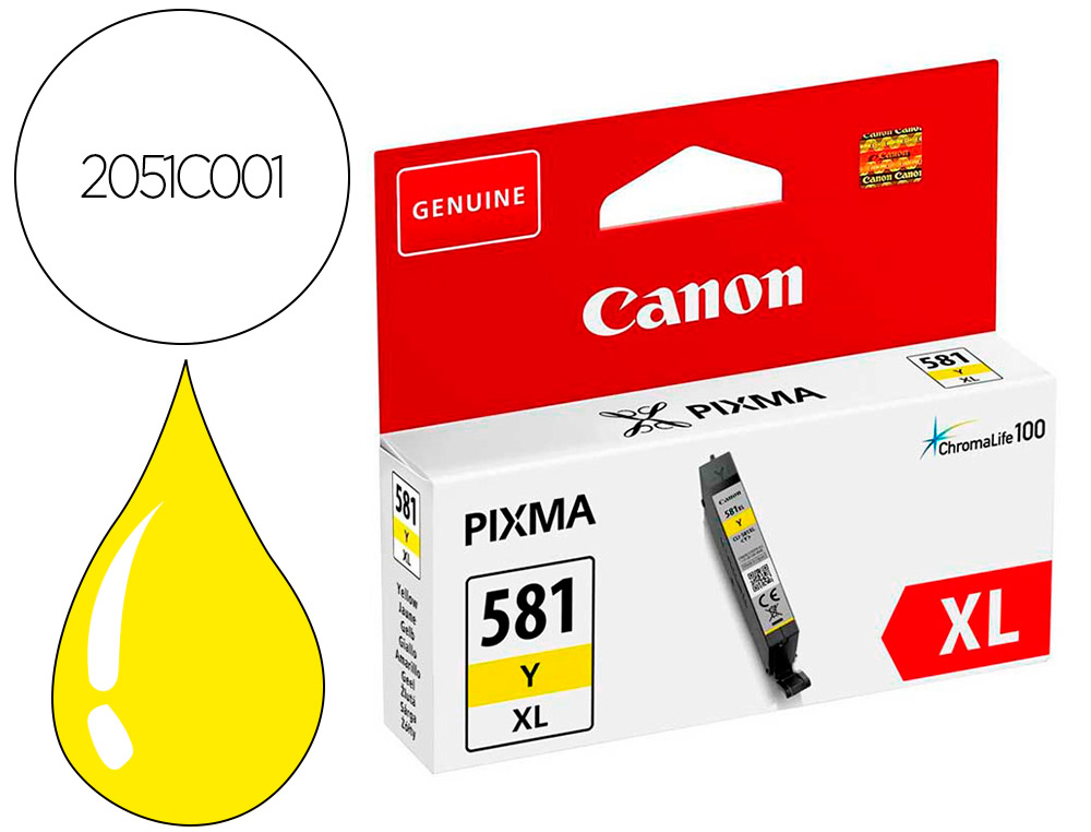 Cartouche d'encre original canon cli-581xl 2280 p jaune
