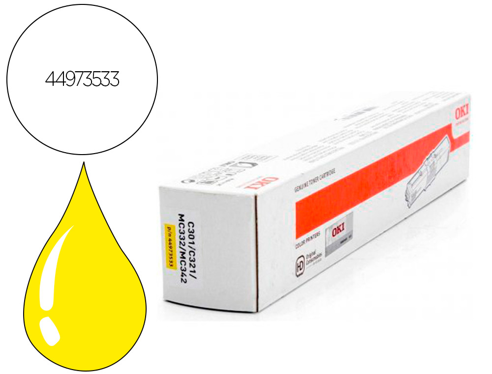 Cartouche d'encre original oki 44973533 1500 p jaune