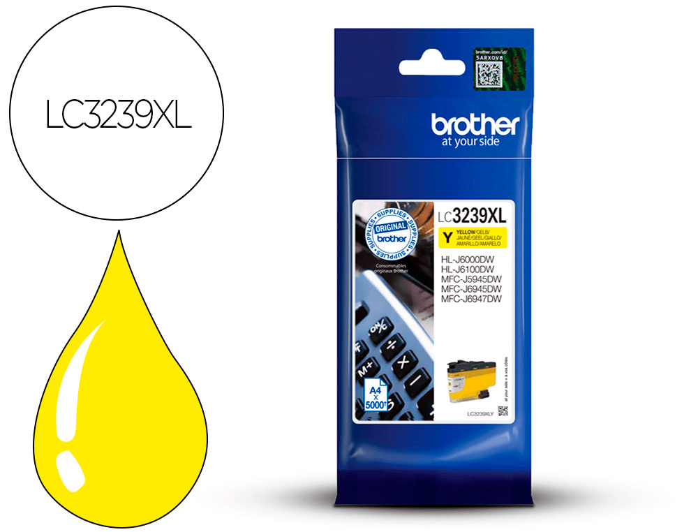 Cartouche d'encre original brother lc3239xl 6000 p jaune