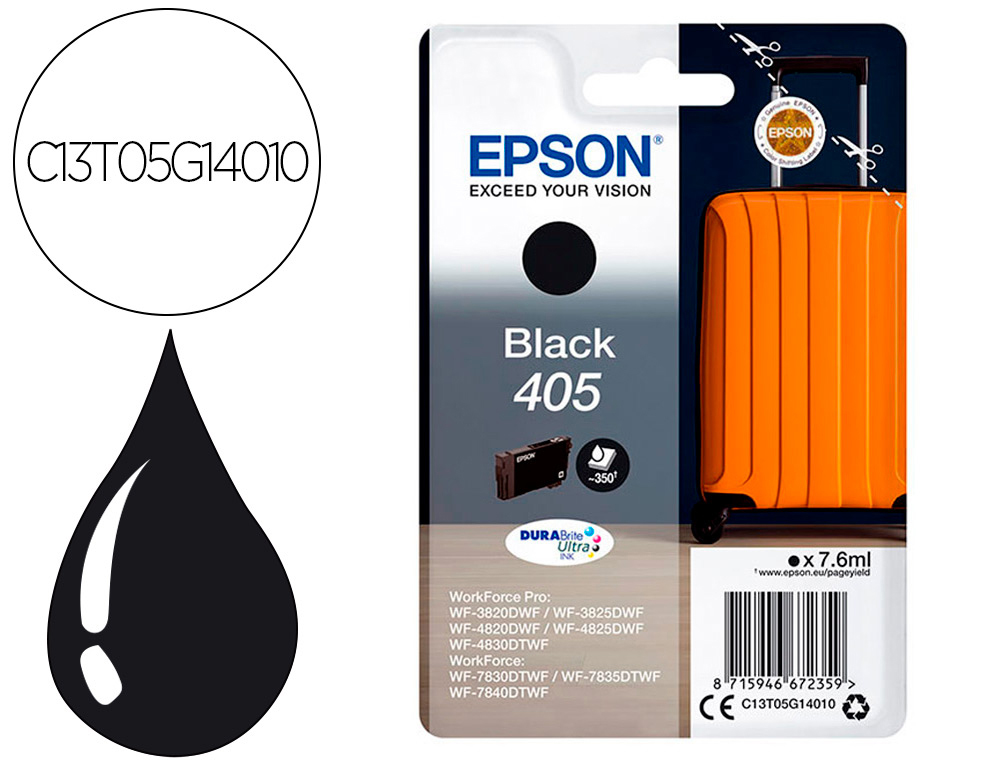 Cartouche d'encre original epson 405 7.6 ml noir pack
