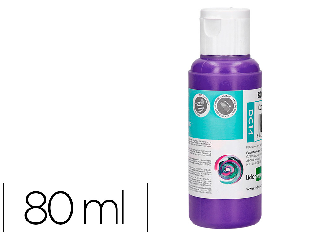 Peinture acrylique liderpapel coloris violet bouteille 80ml