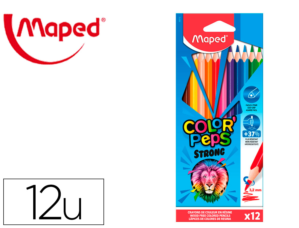 Crayon couleur maped color' peps strong ultra resistant   carton de 12 un