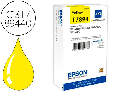 Cartouche d'encre original epson c13t789440 4000 p jaune