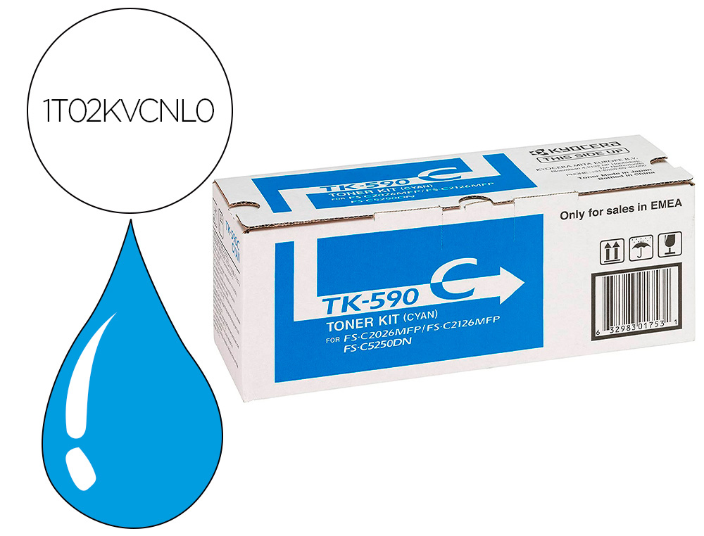 Toner laser original kyocera tk-590c 5000 p cyan
