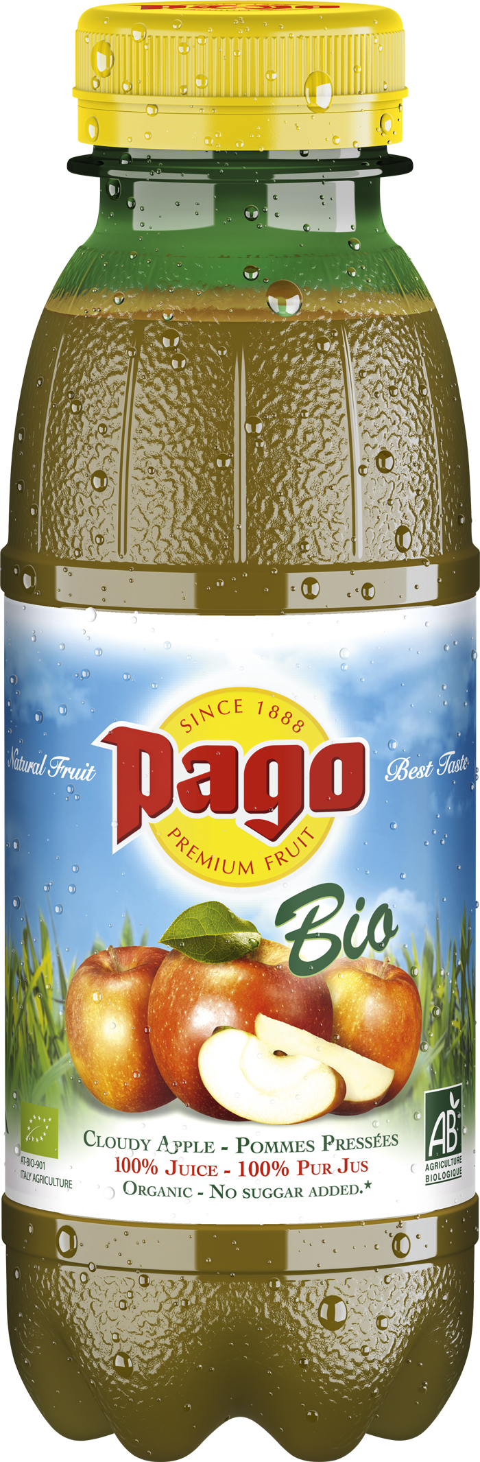 Jus de fruit pago pomme pressee pure jus bio pet 33cl