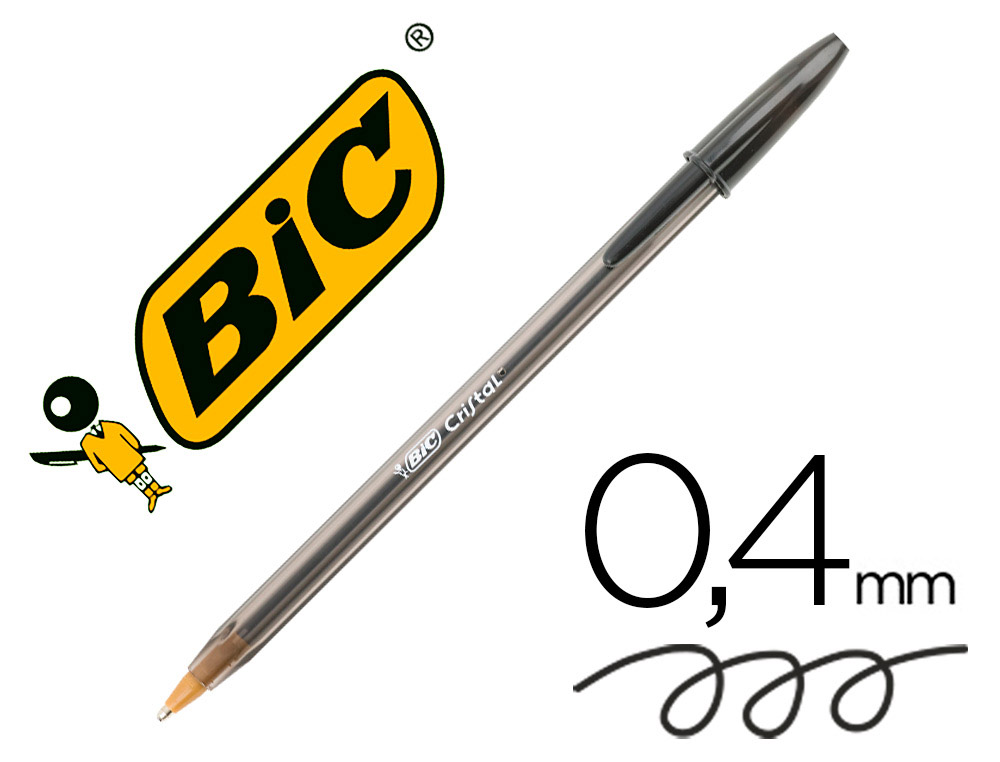 Stylo-bille bic cristal écriture moyenne 0.5mm encre classique bille indéformable capuchon couleur encre noir