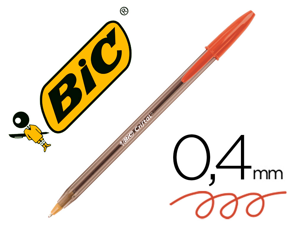 Stylo-bille bic cristal écriture moyenne 0.5mm encre classique bille indéformable capuchon couleur encre rouge