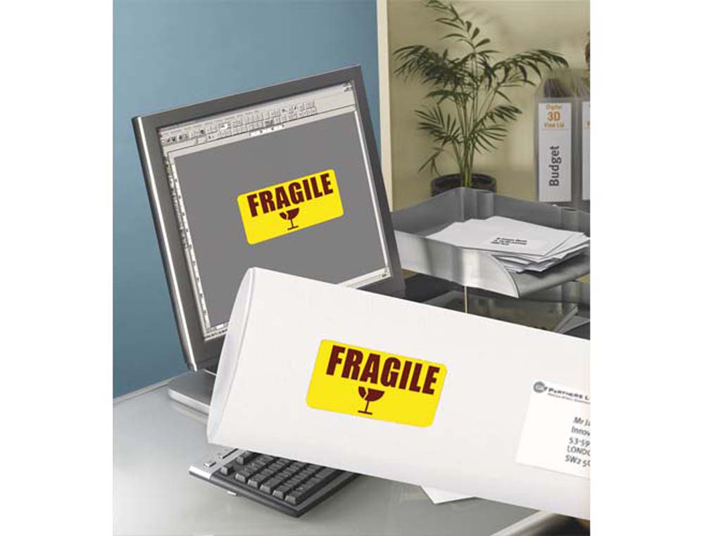 Etiquette avery fluorescente laser jaune  99,1 x 38,1 mm   boite de 350