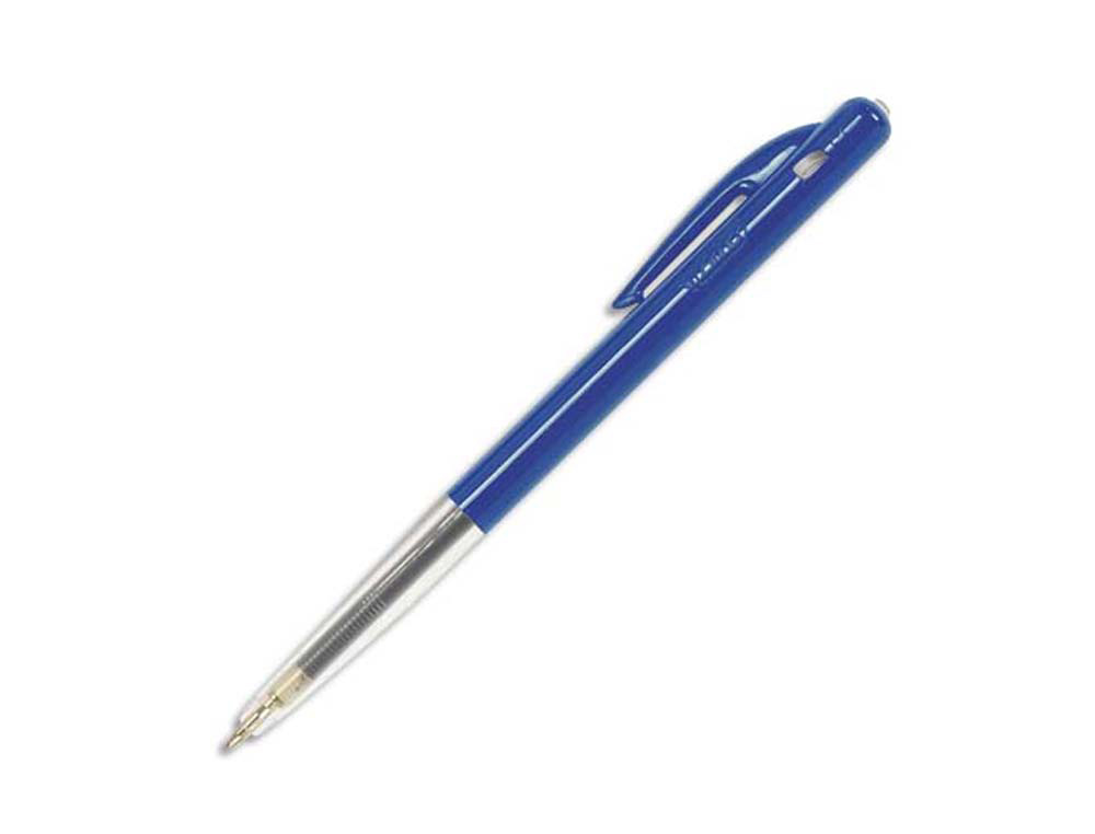 Stylo-bille bic m10 écriture moyenne 0.5mm encre classique rétractable bouton poussoir latéral coloris bleu