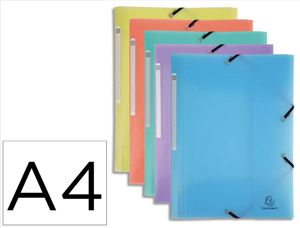 Chemise exacompta a elastiques 3 rabats a4        polypropylene chromaline      pastel