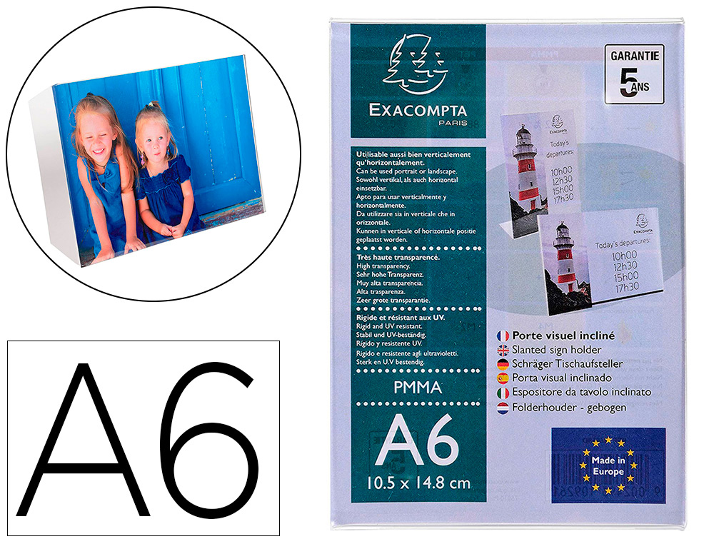 Porte visuel exacommpta  a6 incline vertical ou           horizontal cristal
