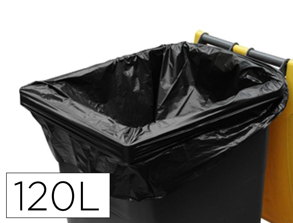 Sac container coldis 120l 25 microns largeur avec soufflet 90cm longueur 125cm coloris   noir lot 20 unites
