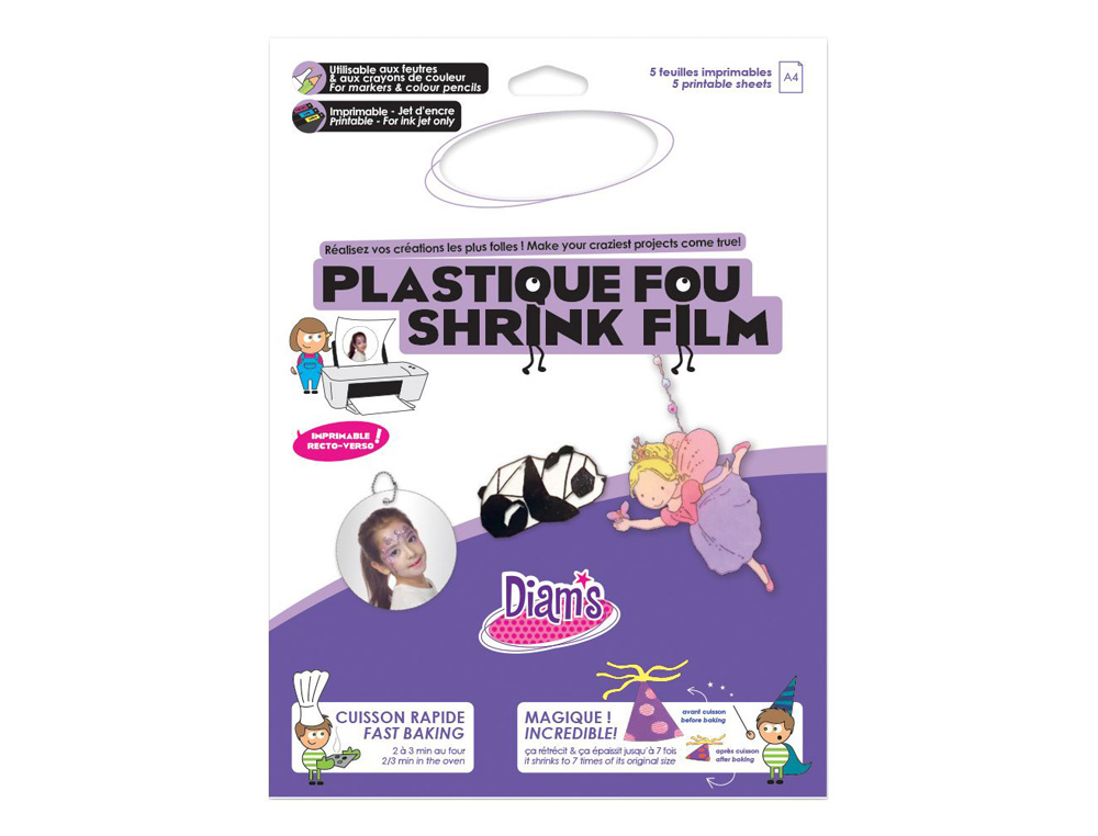 Plastique fou diam's oz international impression      recto verso blanc paquet 5    feuilles