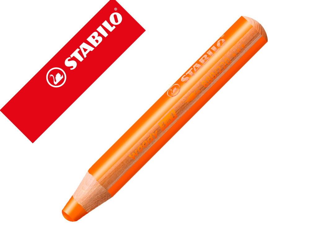 Crayon multi talents stabilo woody 3 in 1 orange