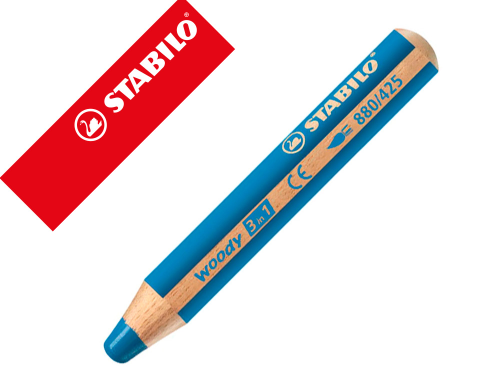 Crayon multi talents stabilo woody 3 in 1 bleu cobalt