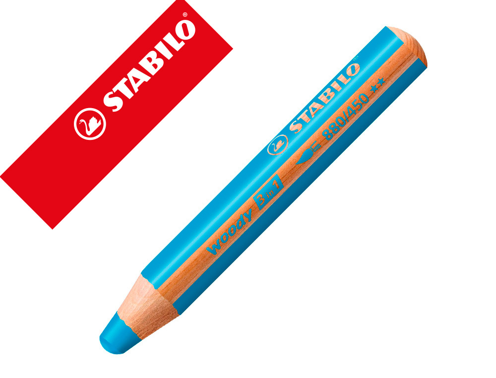 Crayon multi talents stabilo woody 3 in 1 cyan
