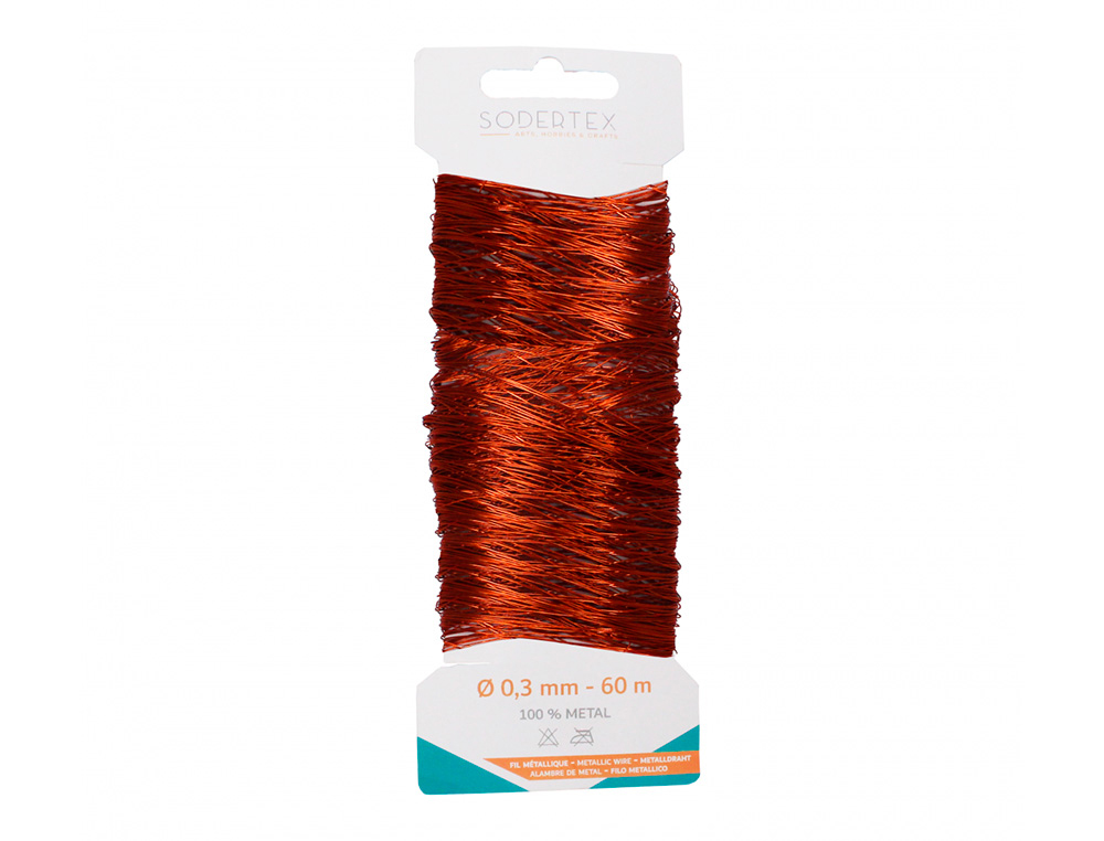 Carte de fil sodertex m tal cuivre 60m - diam 0,3 mm - 1  pc - 1 coloris